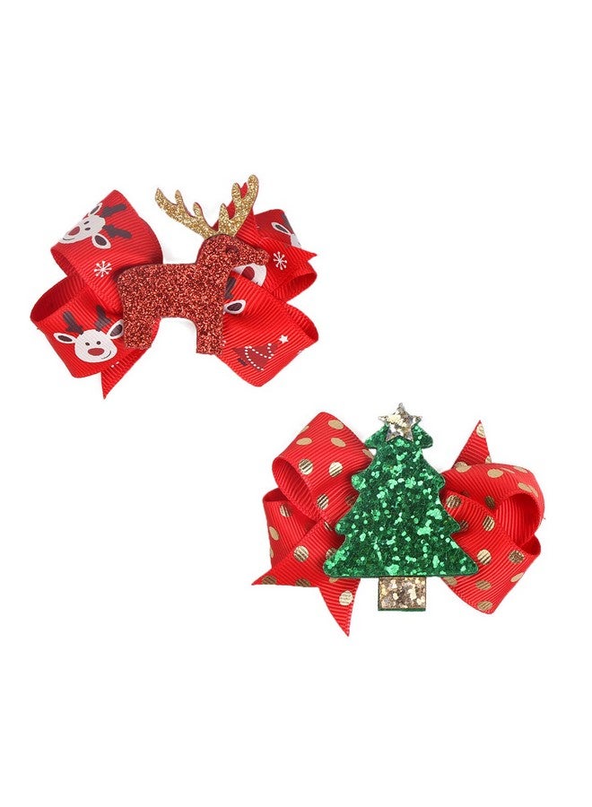 BPNHNA 5 Pcs Christmas Sequins Alligator Clips Girls Hair Clips Bows Barrettes Hair Accessories,Include Santa,Christmas Tree And Cap, Elk Styles - Image 1