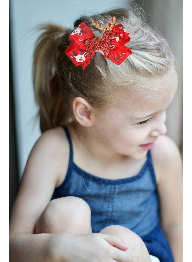 BPNHNA 5 Pcs Christmas Sequins Alligator Clips Girls Hair Clips Bows Barrettes Hair Accessories,Include Santa,Christmas Tree And Cap, Elk Styles - Image 2