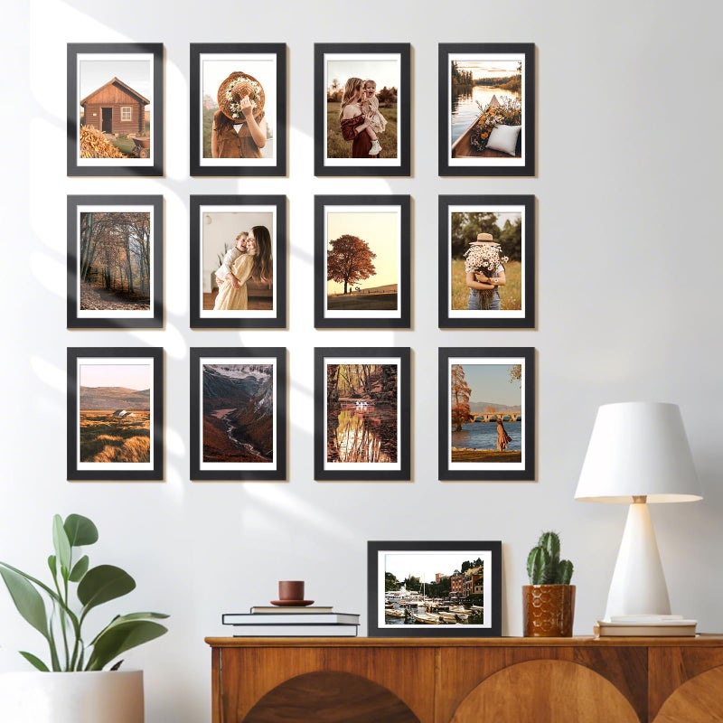 HappyHapi 4x6 Picture Frames Set of 10, Tabletop or Wall Display Pictures 3.5x5 with Mat or 4x6 Without, Multi Photo Frames Collage (Black) - Image 3
