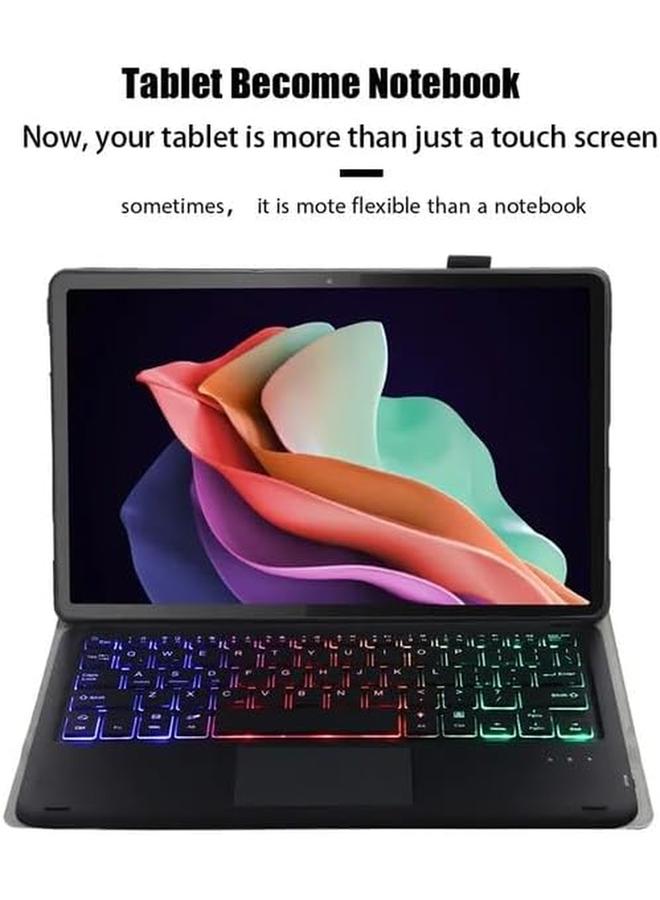 إيروريكس حافظة لوحة مفاتيح بإضاءة خلفية باللغة العربية والإنجليزية متوافقة مع جهاز Honor Pad X8A مقاس 11 بوصة (2024) مع لوحة مفاتيح تعمل باللمس لاسلكية قابلة للإزالة ومغناطيسية ملونة بإضاءة خلفية وحافظة واقية (أسود) - Image 2