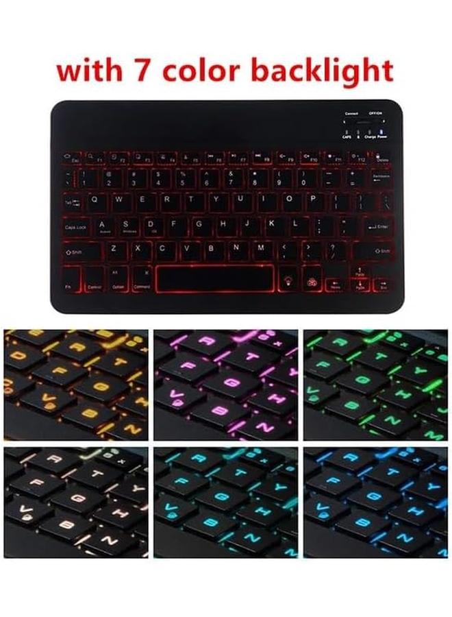 إيروريكس حافظة لوحة مفاتيح بإضاءة خلفية باللغة العربية والإنجليزية متوافقة مع جهاز Honor Pad X8A مقاس 11 بوصة (2024) مع لوحة مفاتيح تعمل باللمس لاسلكية قابلة للإزالة ومغناطيسية ملونة بإضاءة خلفية وحافظة واقية (أسود) - Image 4