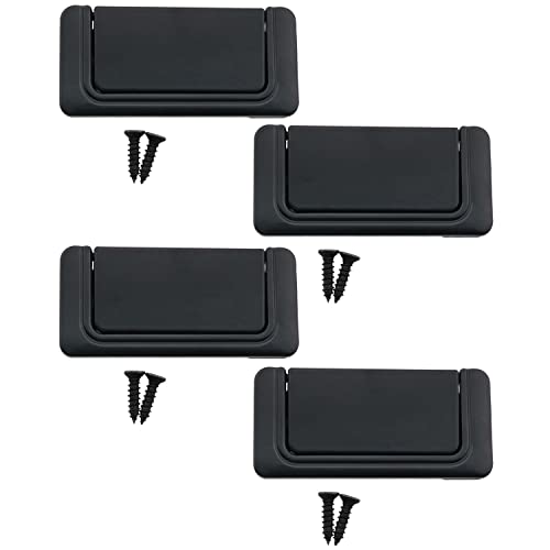 CHENJIN Flush Pull Handle Black 4PCS Invisible Flip Drawer Handle Dull Polish Concealed Installation Recessed Furniture Grip Cabinet Door Pull Ring Handles with Screws 3 inch - Image 5
