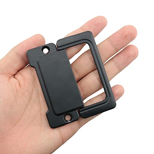 CHENJIN Flush Pull Handle Black 4PCS Invisible Flip Drawer Handle Dull Polish Concealed Installation Recessed Furniture Grip Cabinet Door Pull Ring Handles with Screws 3 inch - Image 4