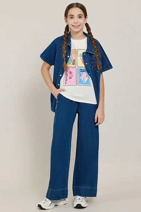 أر أند بي Printed T-Shirt with Crew Neck and Short Sleeves