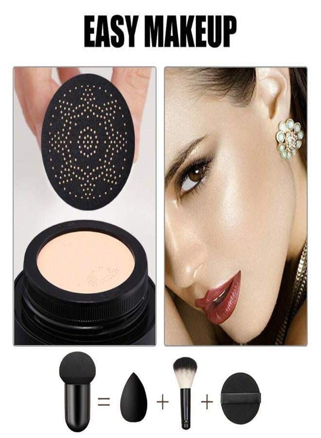 SuperThinker Air Cushion CC Cream Mushroom Head Cushion Foundation, BB Cream Face Makeup for Mature Skin Moisturizing Concealer Brighten Long-Lasting, Even Skin Tone for All Skin Types (2 PCS Nude) - Image 4