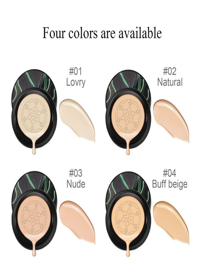 SuperThinker Air Cushion CC Cream Mushroom Head Cushion Foundation, BB Cream Face Makeup for Mature Skin Moisturizing Concealer Brighten Long-Lasting, Even Skin Tone for All Skin Types (2 PCS Nude) - Image 2