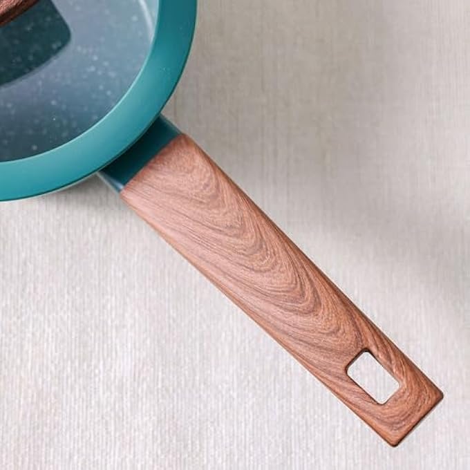 DANUBE HOME ChefS Delight Florin Sauce Pan With Marble Coating NonStick PfoaFree Durable Cookware For Easy Cooking Perfect For Home Kitchen Gas  Induction Stoves 16X75Cm  Green - Image 2