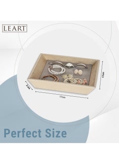 LeArt Leather Jewelry Tray Organizer – Jewelry Organizer | Vanity Tray | Jewelry Organizer Tray | Desk and Bedside Catchall holder for Jewelry, Cosmetics, Keys, Coins, Watches (Stone Grey)  - Image 3