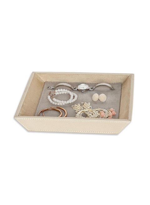 Leather Jewelry Tray Organizer – Jewelry Organizer | Vanity Tray | Jewelry Organizer Tray | Desk and Bedside Catchall holder for Jewelry, Cosmetics, Keys, Coins, Watches (Stone Grey)