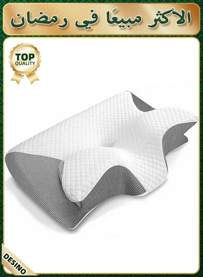Removable and Washable Pillowcase for Butterfly-Shaped Cervical Pillow, Soft and Breathable Fabric Cover for Orthopedic Memory Foam Pillow, Suitable for Side, Back, and Stomach Sleepers, 62×37×8 cm