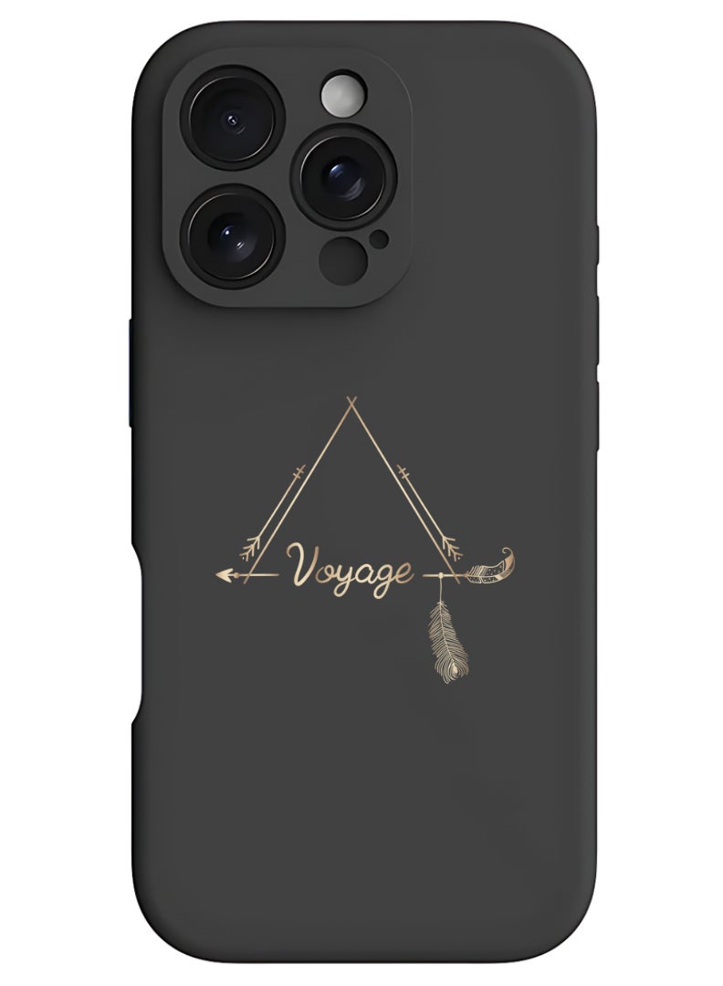 Theodor iPhone 16 Pro Max Black Protective Slim Fit Case Liquid Silicone Cover with Full Body Protection Anti-Scratch Shockproof Case For iPhone - Voyage - Image 1