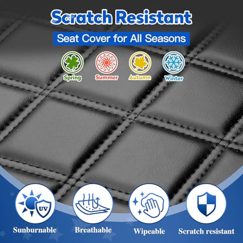 NOKINS 4PCS Golf Cart Seat Covers Kit, Front and Rear Seat Covers Fits Club Car DS Pre-2000 Standard Seat Cushion, Club Car DS Vinyl Seat Covers Accessories(Black&Black Stitching) - Image 4