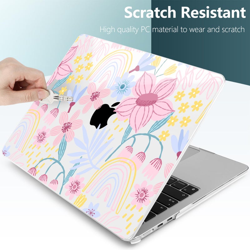 TWOLSKOO Compatible with M4 MacBook Air 13.6 inch Case 2025-2022 Release M4 A3240 M3 A3113 M2 A2681, Plastic Hard Shell & Keyboard Cover & Type C Adapter & Screen Protector, Floral Spring - Image 4