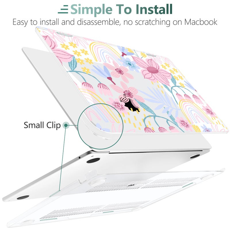 TWOLSKOO Compatible with M4 MacBook Air 13.6 inch Case 2025-2022 Release M4 A3240 M3 A3113 M2 A2681, Plastic Hard Shell & Keyboard Cover & Type C Adapter & Screen Protector, Floral Spring - Image 3