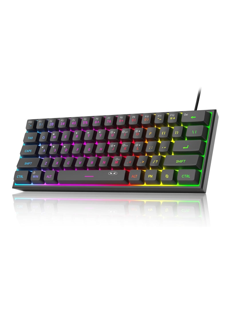 MageGee MageGee Mini 60% Gaming Keyboard, RGB Backlit 61 Key Ultra-Compact Keyboard, TS91 Ergonomic Waterproof Mechanical Feeling Office Computer Keyboard for PC, MAC, PS4, Xbox ONE Gamer(Black)  - Image 1
