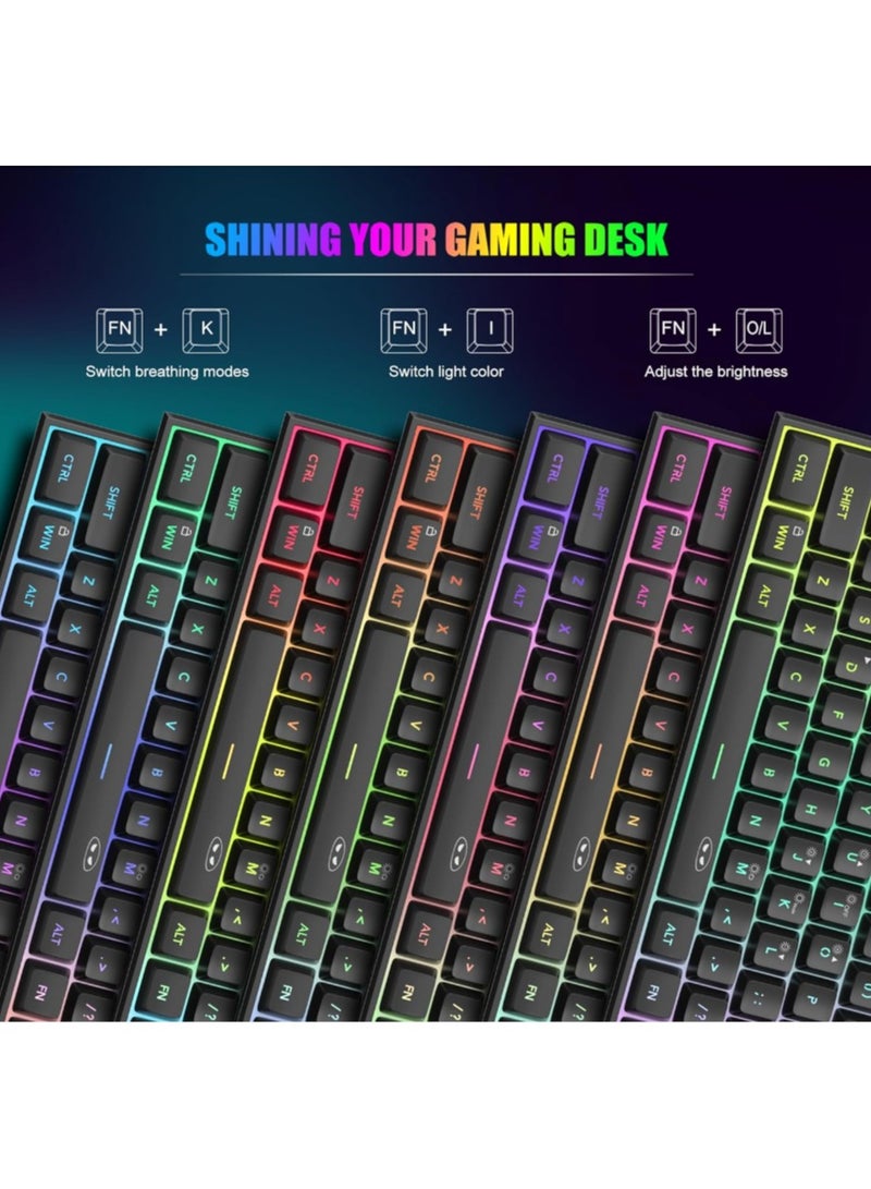 MageGee MageGee Mini 60% Gaming Keyboard, RGB Backlit 61 Key Ultra-Compact Keyboard, TS91 Ergonomic Waterproof Mechanical Feeling Office Computer Keyboard for PC, MAC, PS4, Xbox ONE Gamer(Black)  - Image 2