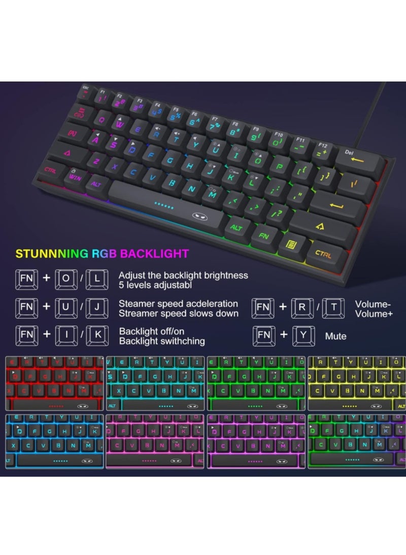 MageGee MageGee Mini 60% Gaming Keyboard, RGB Backlit 61 Key Ultra-Compact Keyboard, TS91 Ergonomic Waterproof Mechanical Feeling Office Computer Keyboard for PC, MAC, PS4, Xbox ONE Gamer(Black)  - Image 3