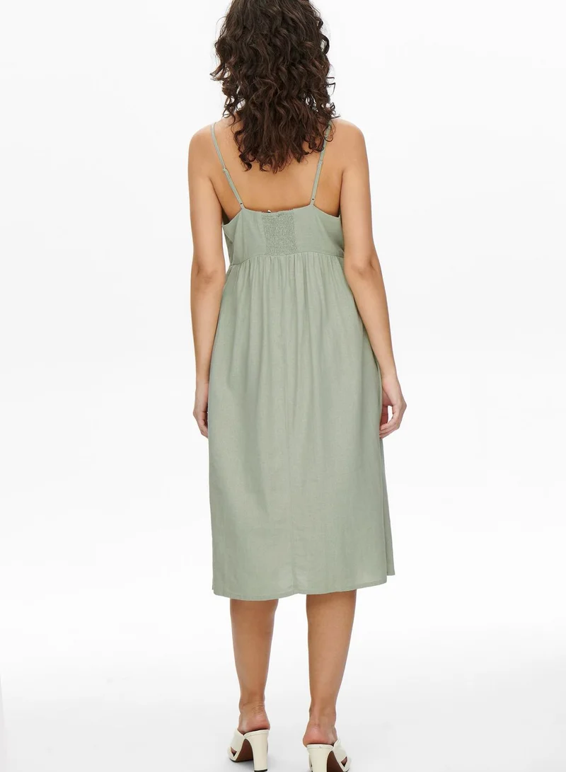 Jacqueline de Yong Button Detail Pleated Dress