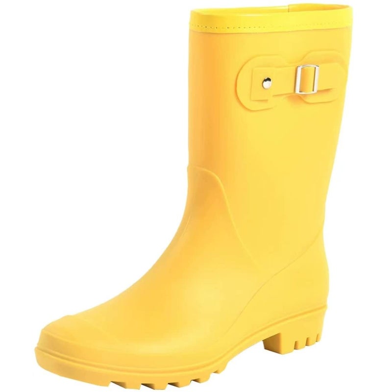 Fubotao Women's Mid Calf Rain Boots Waterproof Fashion Garden Shoes Anti-slipping Rainboots For Women Comfortable Insole Light Rain Shoes - Image 1