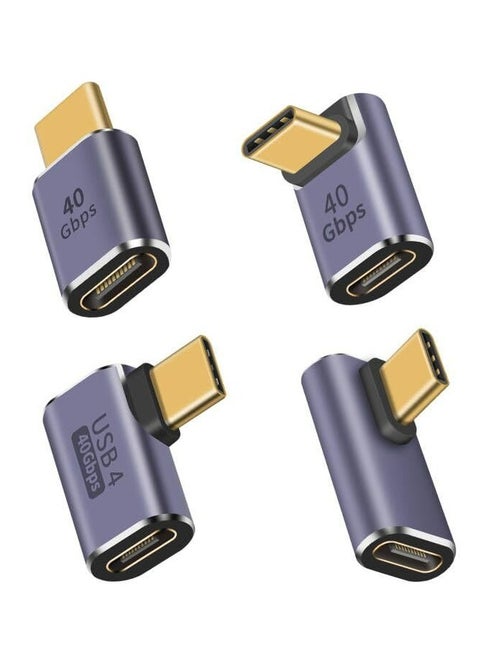 محول تمديد USB C 40G من ، محول USB C بزاوية قائمة 100W PD، محول USB C بزاوية 90 درجة ومحول زاوية USB C بزاوية متوسطة الانحناء، محول من ذكر إلى أنثى من النوع C للكمبيوتر المحمول والكمبيوتر اللوحي والهواتف 4 عبوات
