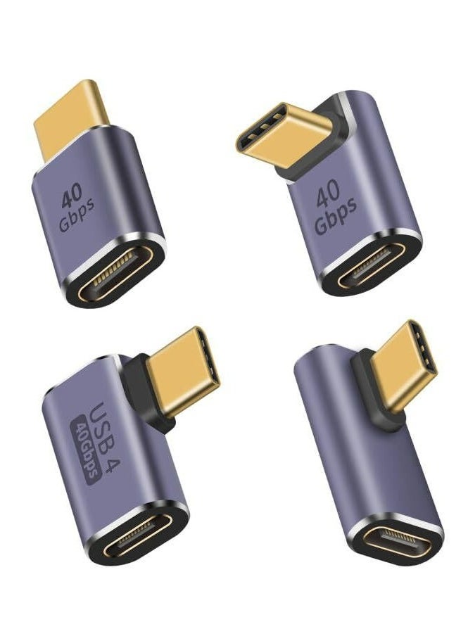 محول تمديد USB C 40G من ، محول USB C بزاوية قائمة 100W PD، محول USB C بزاوية 90 درجة ومحول زاوية USB C بزاوية متوسطة الانحناء، محول من ذكر إلى أنثى من النوع C للكمبيوتر المحمول والكمبيوتر اللوحي والهواتف 4 عبوات