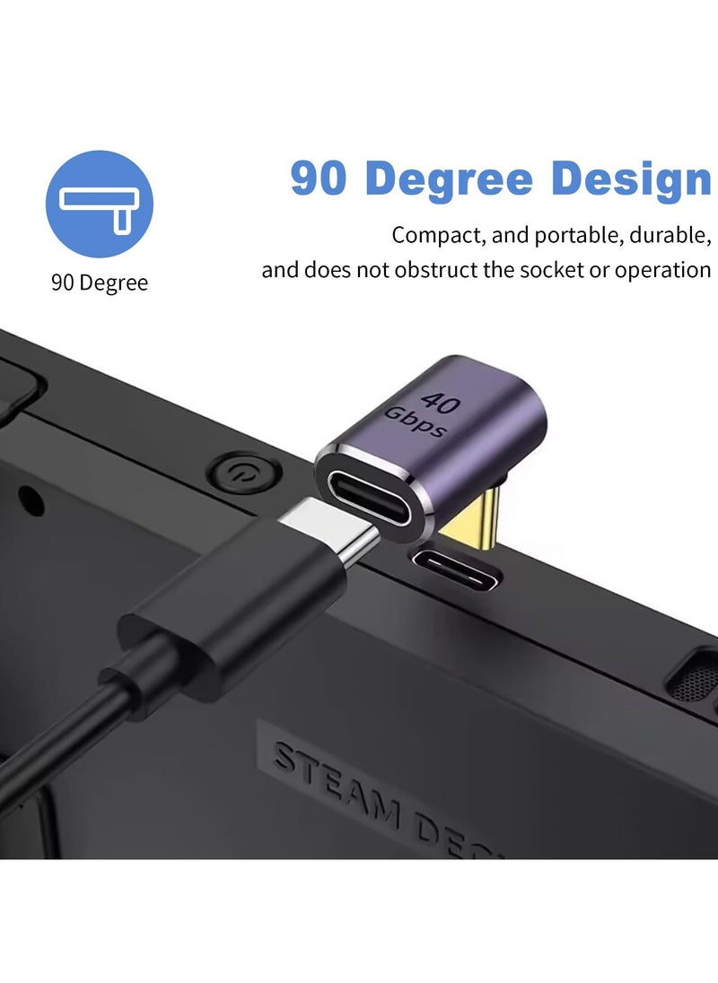 محول تمديد USB C 40G من ، محول USB C بزاوية قائمة 100W PD، محول USB C بزاوية 90 درجة ومحول زاوية USB C بزاوية متوسطة الانحناء، محول من ذكر إلى أنثى من النوع C للكمبيوتر المحمول والكمبيوتر اللوحي والهواتف 4 عبوات
