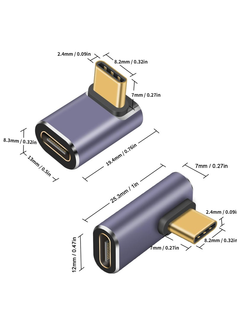 محول تمديد USB C 40G من ، محول USB C بزاوية قائمة 100W PD، محول USB C بزاوية 90 درجة ومحول زاوية USB C بزاوية متوسطة الانحناء، محول من ذكر إلى أنثى من النوع C للكمبيوتر المحمول والكمبيوتر اللوحي والهواتف 4 عبوات