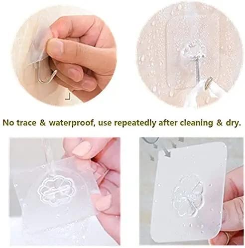 Obbi Plastic Self Adhesive No Drills Wall/Rail/Kitchen/Bathroom Strong Sticky Towel Hanger| Multicolored, Pack of 20 - Image 2