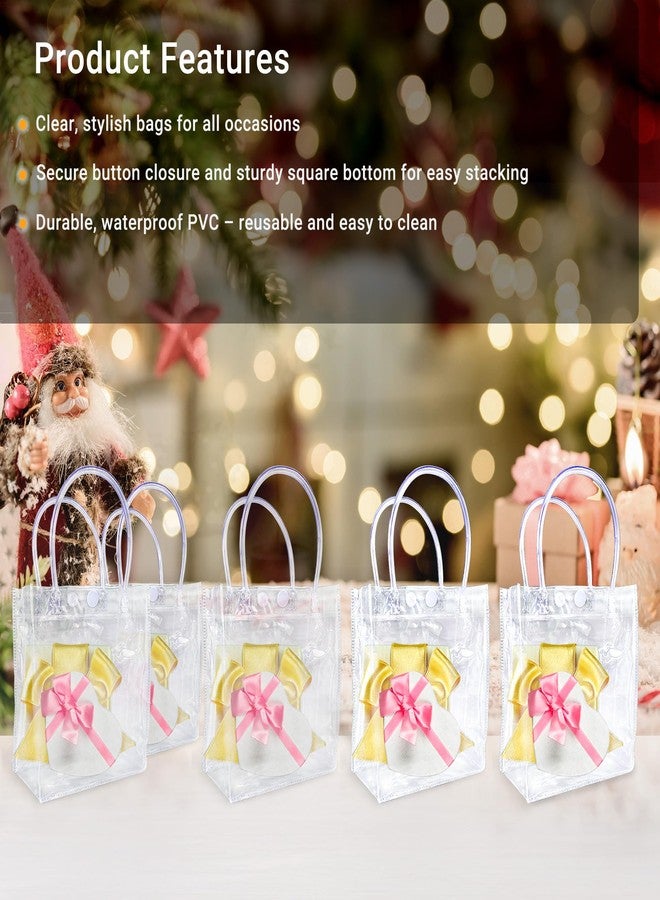 Woosuke 12 Pcs Clear Gift Bags with Handles, Small Plastic Clear Party Favor Swag Bag for Wedding, Birthday, Baby Shower, Business, Reusable Transparent Goodie Bags, 5.1 x 5.9 x 2.7'' - Image 5