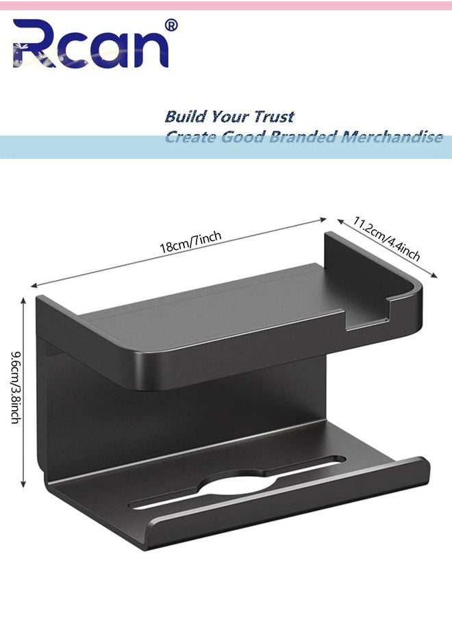 Rcan Paper Towel Holder, Toilet Paper Holder with Phone Shelf Accessories Tray, Wall Mounted Toilet Paper Holder, Non-punching Adhesive Tissue Holder for Bathroom  - Image 3