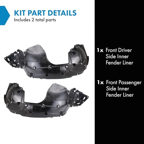 TRQ Front Inner Fender Liner Set Compatible with 2016-2018 Honda Civic HO1248161 HO1249161 - Image 2