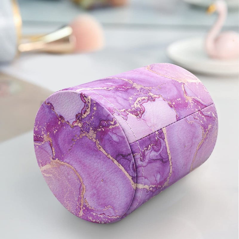 WAVEYU Pen Holder, Pencil Cup Desk Decor, Decorative Pencil Organizer, Makeup Brush Holder, Leather Multi-Functional Organizer for Office, Home, Classroom, Purple Marble - Image 4