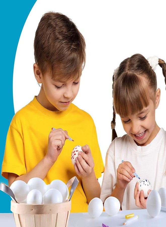 YTYKINOY 30 قطعة بيض عيد الفصح البلاستيكي الأبيض الفارغ مقاس 2-3/8 بوصة، يمكنك صنعها بنفسك - Image 5
