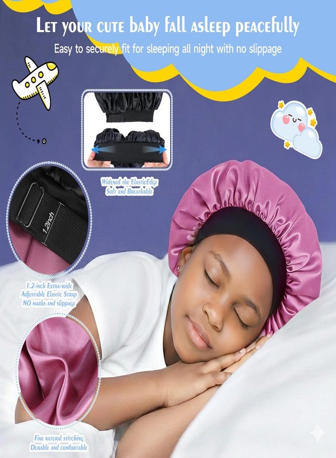 XRACEPHOL Double Layer Baby Satin Bonnet Adjustable Toddler Bonnet for Sleeping Kids Bonnets for Girls Sleep Caps with Elastic Band（Black and Rose Gold） - Image 5