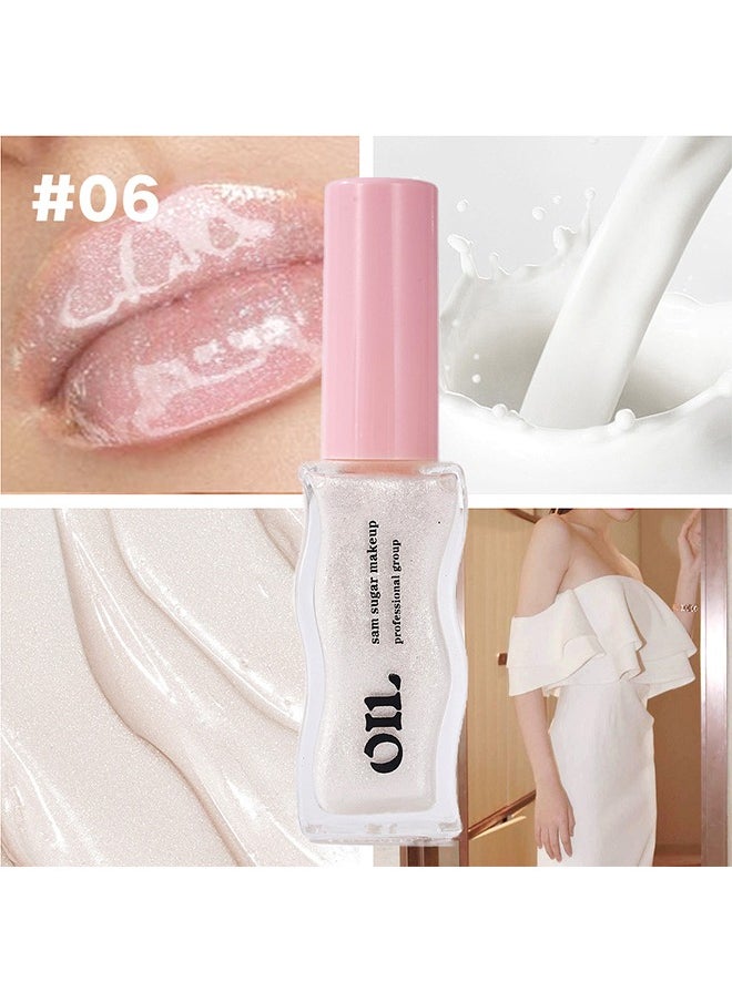 Fruit Honey Lip Care Oil 06#, Milk Honey Lip Balm, Moisturizing Smooth+Pearl Gloss Lip Gloss - 8 ML