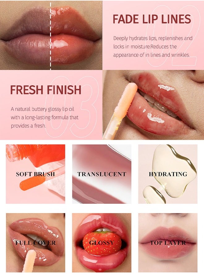 Fruit Honey Lip Care Oil 06#, Milk Honey Lip Balm, Moisturizing Smooth+Pearl Gloss Lip Gloss - 8 ML