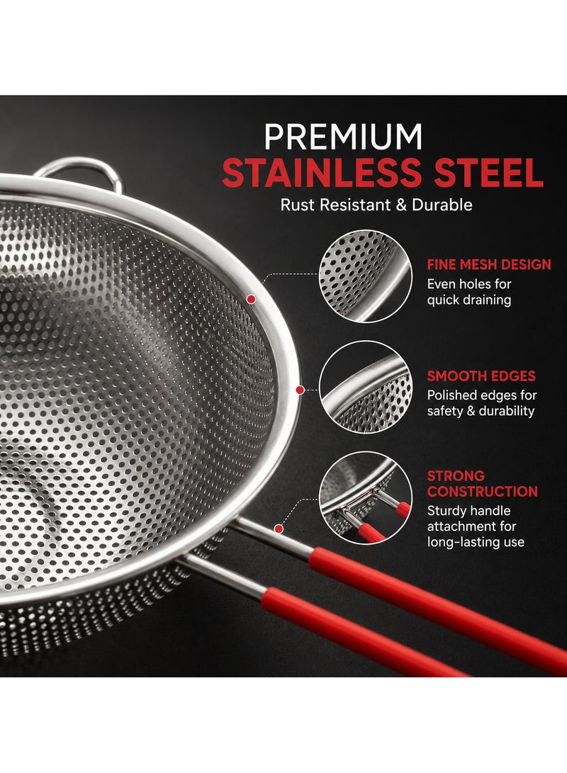 Lukadah Stainless Steel Fine Mesh Strainer for Kitchen, Deep Colander for Rice, Grains, Vegetables, Pasta & Tea, Rust-Free Food Grade Steel with Handle, Great for Draining Cooked Pasta, Noodles, Washing Vegetables, Fruits - Image 2