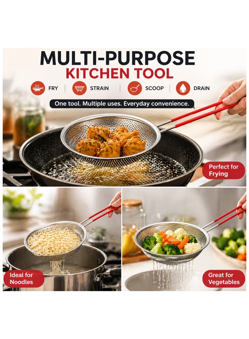 Lukadah Stainless Steel Fine Mesh Strainer for Kitchen, Deep Colander for Rice, Grains, Vegetables, Pasta & Tea, Rust-Free Food Grade Steel with Handle, Great for Draining Cooked Pasta, Noodles, Washing Vegetables, Fruits - Image 3