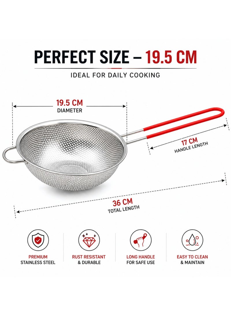 Lukadah Stainless Steel Fine Mesh Strainer for Kitchen, Deep Colander for Rice, Grains, Vegetables, Pasta & Tea, Rust-Free Food Grade Steel with Handle, Great for Draining Cooked Pasta, Noodles, Washing Vegetables, Fruits - Image 5