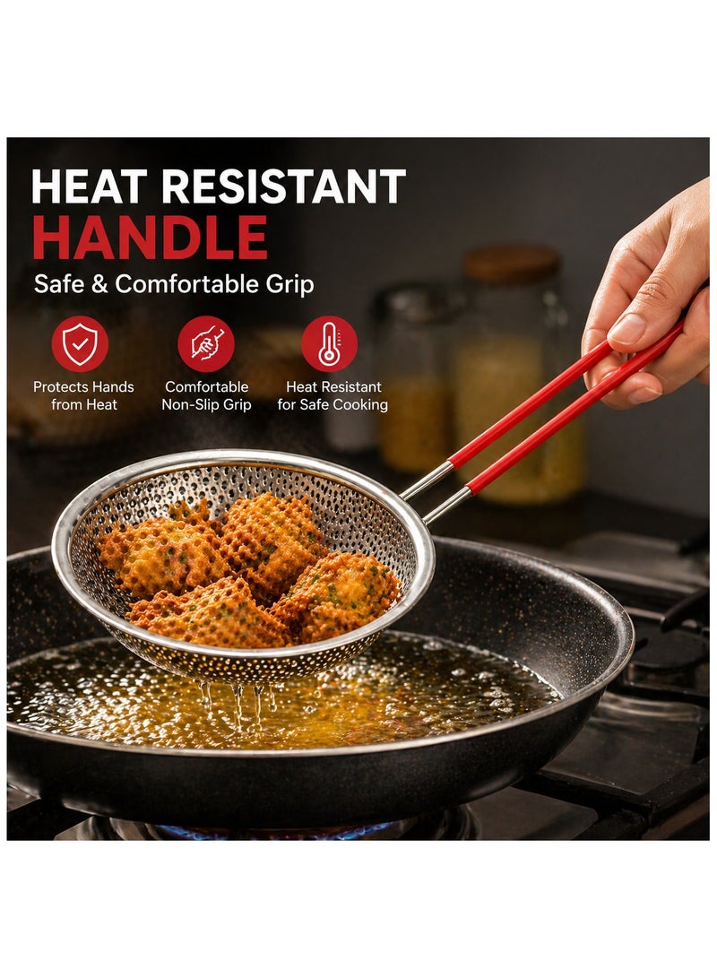Lukadah Stainless Steel Fine Mesh Strainer for Kitchen, Deep Colander for Rice, Grains, Vegetables, Pasta & Tea, Rust-Free Food Grade Steel with Handle, Great for Draining Cooked Pasta, Noodles, Washing Vegetables, Fruits - Image 4