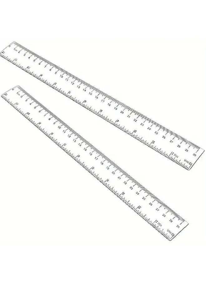 2pcs 12 Inch Transparent Acrylic Ruler Centimeter And Inch School Office Measuring Tools - Image 1