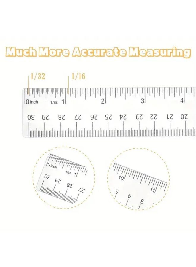 2pcs 12 Inch Transparent Acrylic Ruler Centimeter And Inch School Office Measuring Tools - Image 5