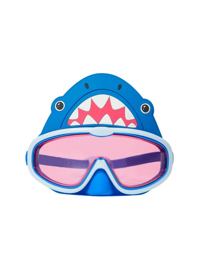 Trishi Coconut Grove Character Swim Mask for Kids – Anti-Fog UV Protection Swimming Goggles, Adjustable Strap, Leak-Proof Silicone Seal, Comfortable Design for Boys & Girls Finn the Shark - Image 1
