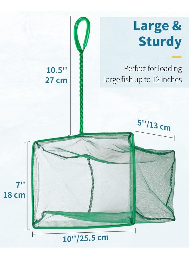 Pawfly 10 Inch Aquarium Fish Net With Braided Metal Handle Large Square Net With Soft Fine Mesh Sludge Food Residue Wastes Skimming Cleaning Net For Fish Tanks Small Koi Ponds And Pools, 2 Pack  - Image 2