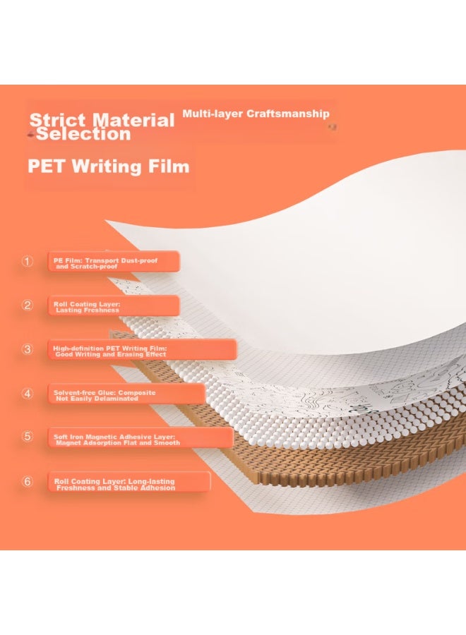 ديلي Deli 150*90cm لوح أبيض ناعم للرسم العشوائي، ملصق حائط وردي أبيض طلاء حائط منزلي لاصق قابل للإزالة، ملصق سبورة رسم للأطفال، لوح رسم ذاتي اللصق قابل للمسح الحديدي - Image 5
