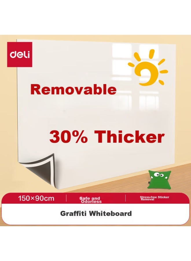 ديلي Deli 150*90cm لوح أبيض ناعم للرسم العشوائي، ملصق حائط وردي أبيض طلاء حائط منزلي لاصق قابل للإزالة، ملصق سبورة رسم للأطفال، لوح رسم ذاتي اللصق قابل للمسح الحديدي - Image 1