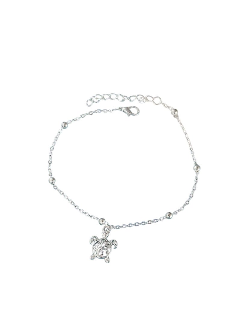 Huitich Elegant Small Turtle Charm Anklet Silver Chain Foot Jewelry for Women & Girls  - Image 1