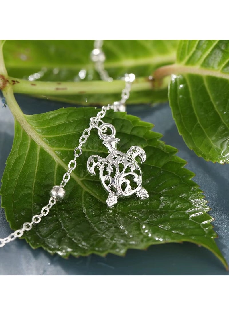 Huitich Elegant Small Turtle Charm Anklet Silver Chain Foot Jewelry for Women & Girls  - Image 2