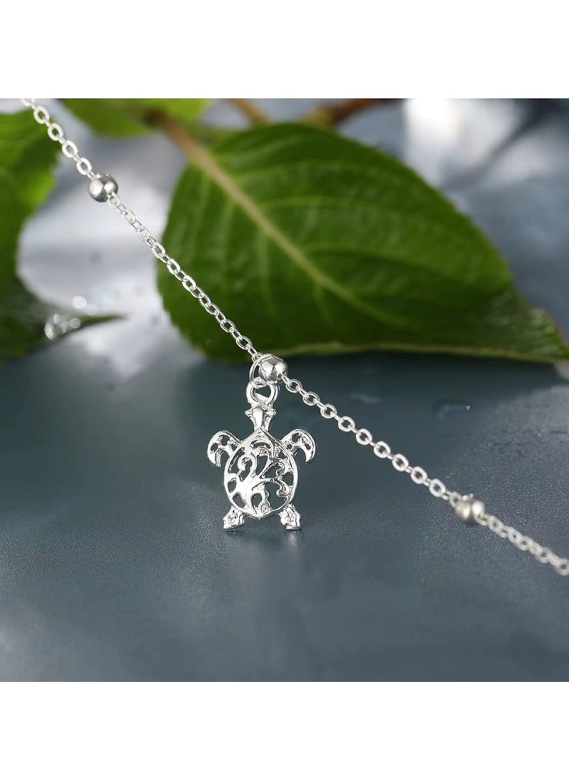 Huitich Elegant Small Turtle Charm Anklet Silver Chain Foot Jewelry for Women & Girls  - Image 5