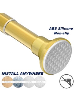 BenQuand Stainless Steel Gold Plated Shower Curtain Rod/No Drilling Tension Curtain Rod/Adjustable Tension Spring/Telescopic Curtain Pole/Easy Install Wardrobe Pole (Gold, 90-160 cm)  - Image 2